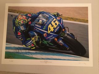 Rare Valentino Rossi Hand Signed 2017 Billy The Artist Print A3
