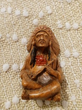 Antique Vintage Carved Wooden Native American Figure Small Mini
