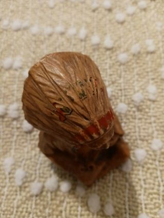 Antique Vintage Carved Wooden Native American Figure Small Mini 3