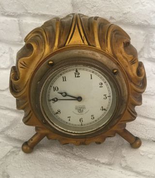 Rare Elegant & Stylish Art Deco Smiths Wood Gold Effect Mantle Clock