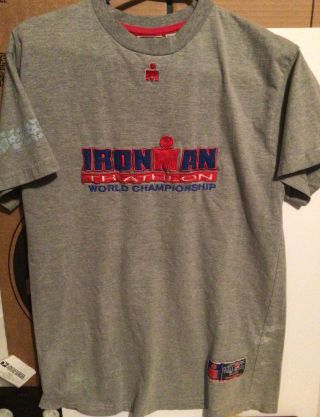Rare Vintage Kona Hawaii Embroidered Ironman Championship T Shirt,  Run,  Swim,  Bike