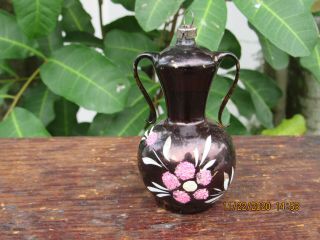 Antique German Glass Teapot Christmas Feather Tree Ornament W/pink,  Sparkle Mica