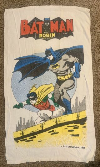 Batman Robin Dc Comics 1966 Bath Beach Towel Vintage Rare