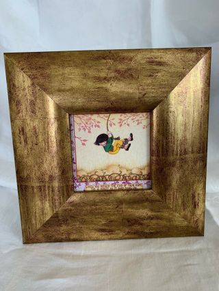 3 - 1/2 " X 3 - 1/2 " Antiqued Look Gold Wood Picture Frame 9 X 9 Overall Measure