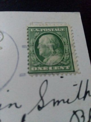 Rare 1908 Benjamin Franklin 1 Cent Stamp 1910 Postcard