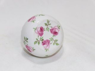 Vintage White Porcelain Ceramic Door Knob Rose Flower Design 2.  15 " Diameter