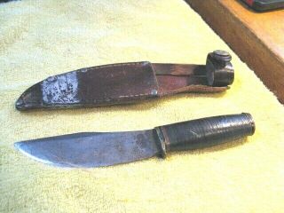 Rare 4 " Blade Vtg 1916 Marbles Gladstone Mi Woodcraft Hunting Knife Sheath Tim
