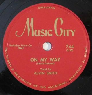 Rare Blues 78 Rpm Alvin Smith On My Way,  My Last Letter Music City E Hear R&b