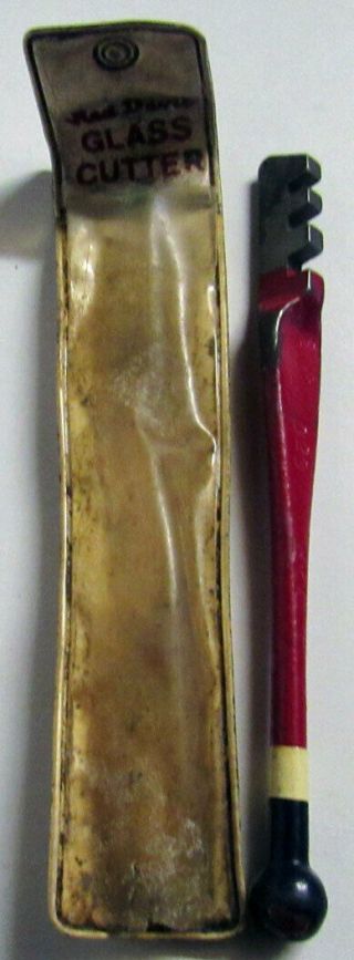 Vintage Antique Red Devil Glass Cutter Tool With Case - Usa
