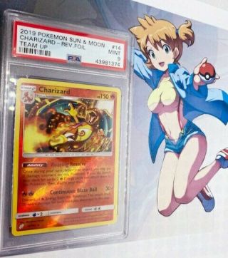 Pokemon Psa 9 Charizard Reverse Holo " Team Up " Rare Card 14/181