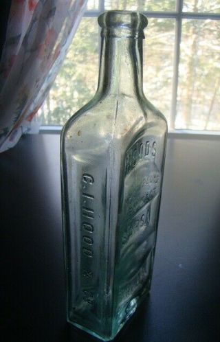 Antique HOOD ' S COMPOUND EXTRACT SARSAPARILLA Medicine Bottle - LOWELL,  MASS. 3