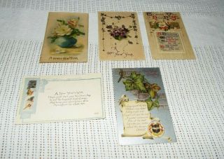 Five 1908 - 1920 Antique Years Post Cards Look