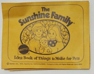 Vintage Mattel The Sunshine Family Idea Book Of Things To Make For Pets 1975