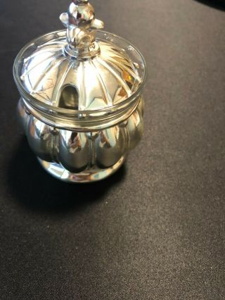 Antique Vintage Signed W.  B.  Silver - Plated Honey Pot