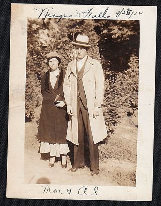 Antique Vintage Photograph Man And Woman Standing In Backyard