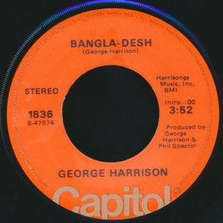 Beatles Very Rare 1976 George Harrison " Bangla Desh " Orange Label 45 Nm