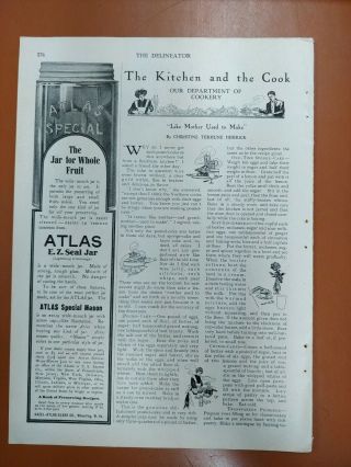 1904 Paper Ad Vintage Antique Hazel Atlas Mason Ez Seal Fruit Jars Delinieator