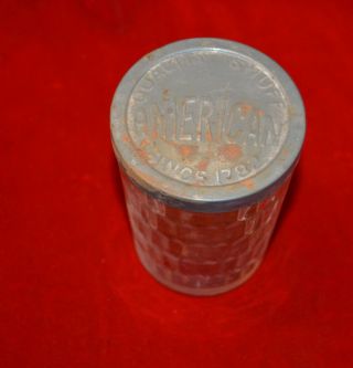 Antique American Quality Snuff Glass Jar With Tin Lid Since 1782