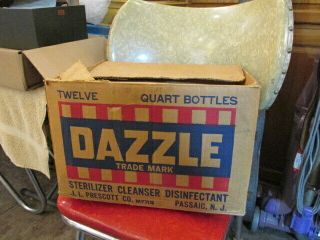Very Rare Vintage Dazzle Bleach Cardboard Box Holds (12) Quart Bottles
