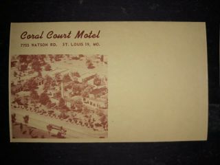 •• Rare •• Route 66 •• Coral Court Reservation Postcard •• ••