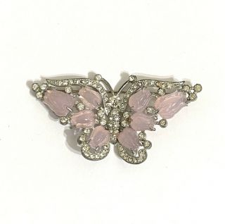 Rare Vintage Rhinestone Fruit Salad Coro Glass Butterfly Brooch Pin