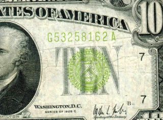 Rare ( (fr.  2003 G. ))  $10 1928 C ( (light Green Seal))  Federal Reserve Note