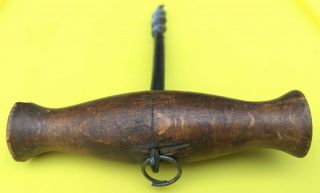 Antique Iron Corkscrew With Wooden Handle