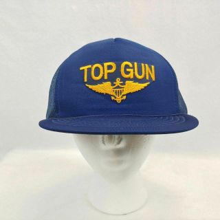 Vintage 1986 TOP GUN Paramount Pictures Movie SNAP BACK HAT CAP Navy Gold RARE 2