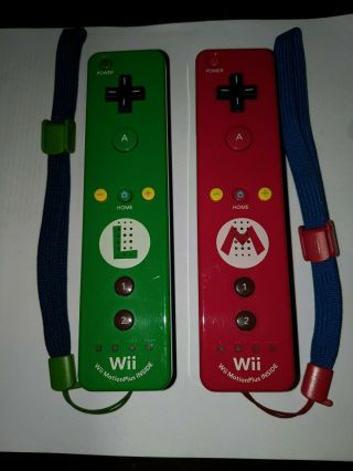 Rare Authentic Nintendo Mario And Luigi Combo Wii Remote Motion Plus Controllers