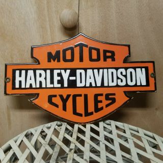 Rare Vintage Harley Davidson Motorcycles Dealership Shop Service Porcelain Sign