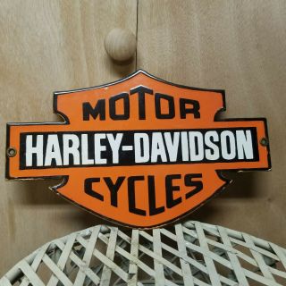 RARE VINTAGE HARLEY DAVIDSON MOTORCYCLES DEALERSHIP SHOP SERVICE PORCELAIN SIGN 2