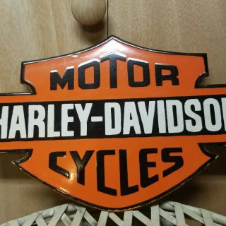 RARE VINTAGE HARLEY DAVIDSON MOTORCYCLES DEALERSHIP SHOP SERVICE PORCELAIN SIGN 3