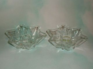 Vintage Clear Pressed Glass Star Shaped Tapered/votive Candle Holder 5 "