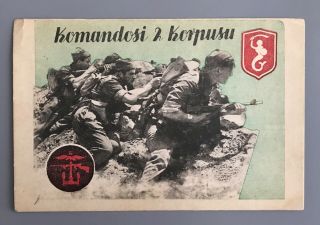 Rare Wwii Polish Ii Corps Commandos Postcard / Victor Mroz / Poland