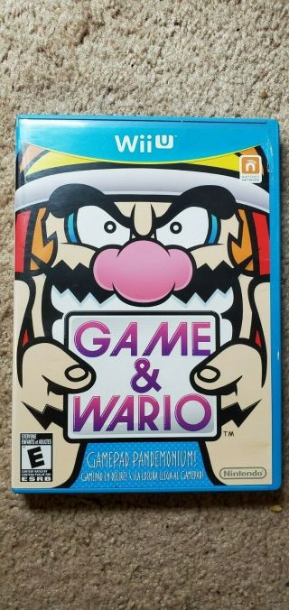 Game & Wario Nintendo Wii U With Inserts And Wario Rare Warioware