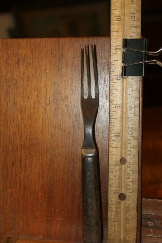 Antique Civil War Era Cutlery Table Fork Wood Handle 3 Tine