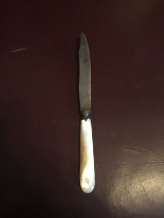 [rare] Antique Art Deco Knife - E.  Peter 4 Rue Flechier Paris - Pearl Handle - Good Con