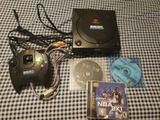 Rare Sega Dreamcast Sports Edition Black,  Oem Controller,  Cables,  & Games