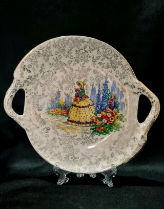 Rare Vintage Crinoline Lady Handled Dish/tray By James Kent