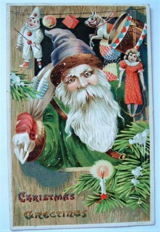 Antique Christmas Postcards Santa & Toys & 2 More Santas 1909 - 1911 W/postage $5
