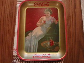 & Rare 1936 French Canadian Version " Hostess  Coca Cola Serving Tray