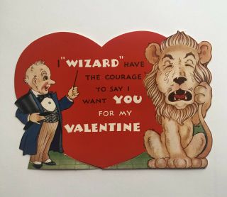 Rare Large Vintage Valentine Wizard Of Oz Cowardly Lion Loews’s Inc A.  C.  Co Vtg
