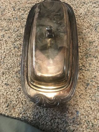 Vintage Wm.  Rogers Silver Plated Covered Butter Dish With Glass Insert 887