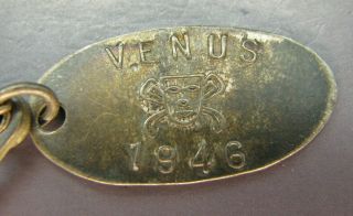 Very Rare Krewe Of Venus 1946 Mardi Gras Favor Orleans Keychain Silver Vtg