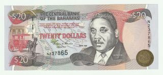 Bahamas 2000 20 Dollars P.  65 Unc Rare