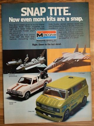 Vintage 1978 Monogram Snap Tite Toyota Bike Hauler Chevy Van Advertisement