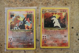 Ultra Rare Holo Typhlosion Pokemon Card With Bonus Promo Entei Card
