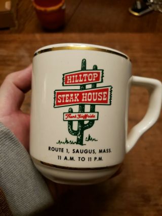 Vintage Hilltop Steak House Restaurant Frank Giuffrida Saugus Ma Rare Coffee Mug