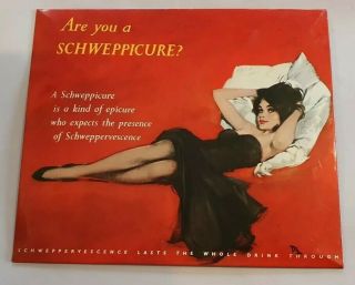 Rare Vintage Schweppes Schweppicure Pin Up Girl Shop Advertising Tin Sign 1950 