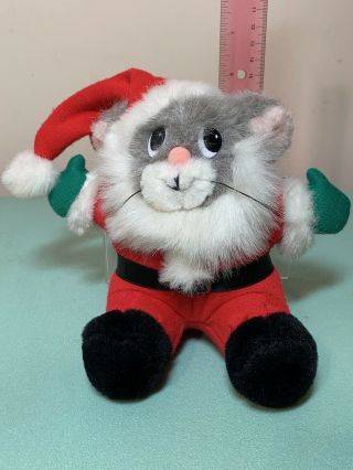 Vintage Christmas Santa Mouse Plush Jc Penney Co.  7” Tall Sitting So Cute - Euc